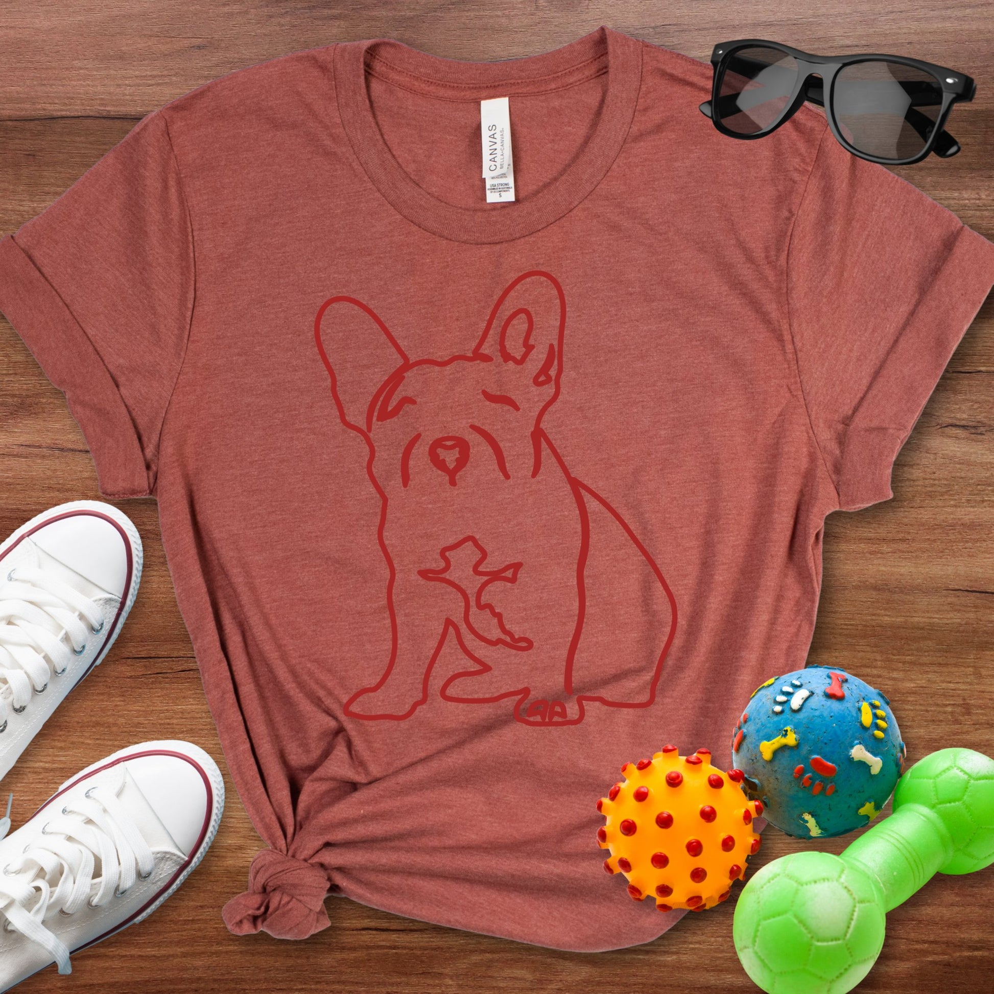 Monochrome Frenchie Line Art Shirt - The Pawsitive Initiative