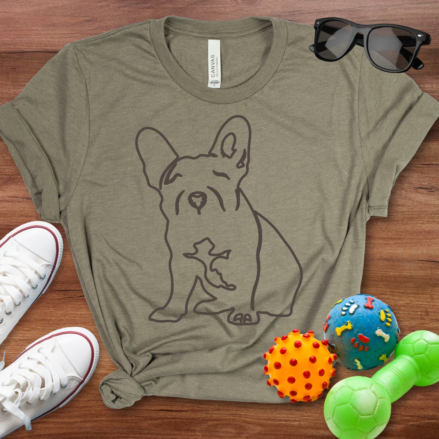 Monochrome Frenchie Line Art Shirt - The Pawsitive Initiative