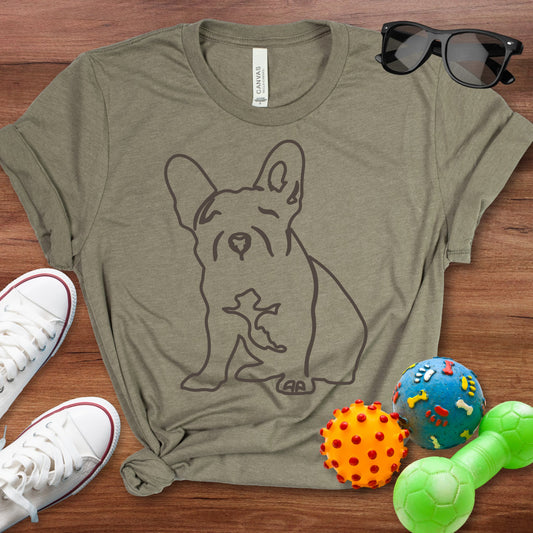 Monochrome Frenchie Line Art Shirt - The Pawsitive Initiative