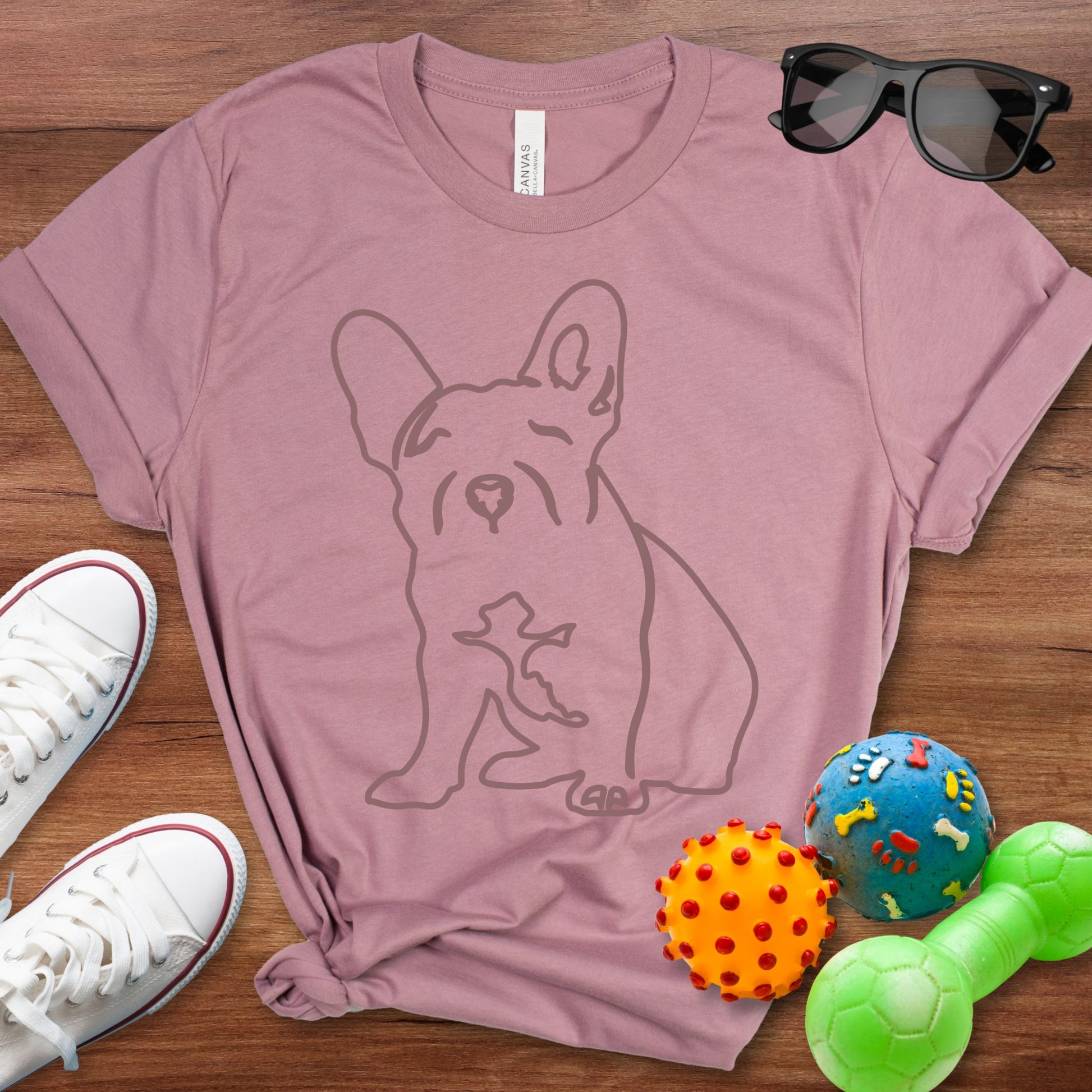 Monochrome Frenchie Line Art Shirt - The Pawsitive Initiative