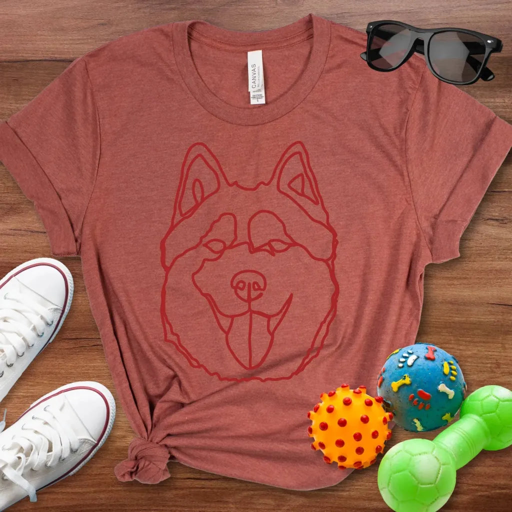 Monochrome Husky Line Art Shirt - The Pawsitive Initiative