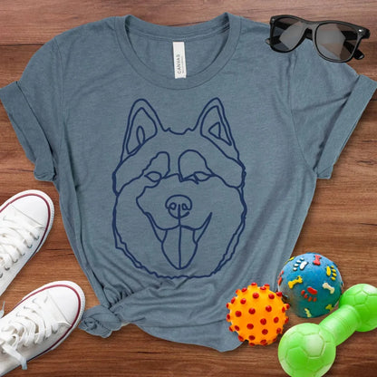 Monochrome Husky Line Art Shirt - The Pawsitive Initiative
