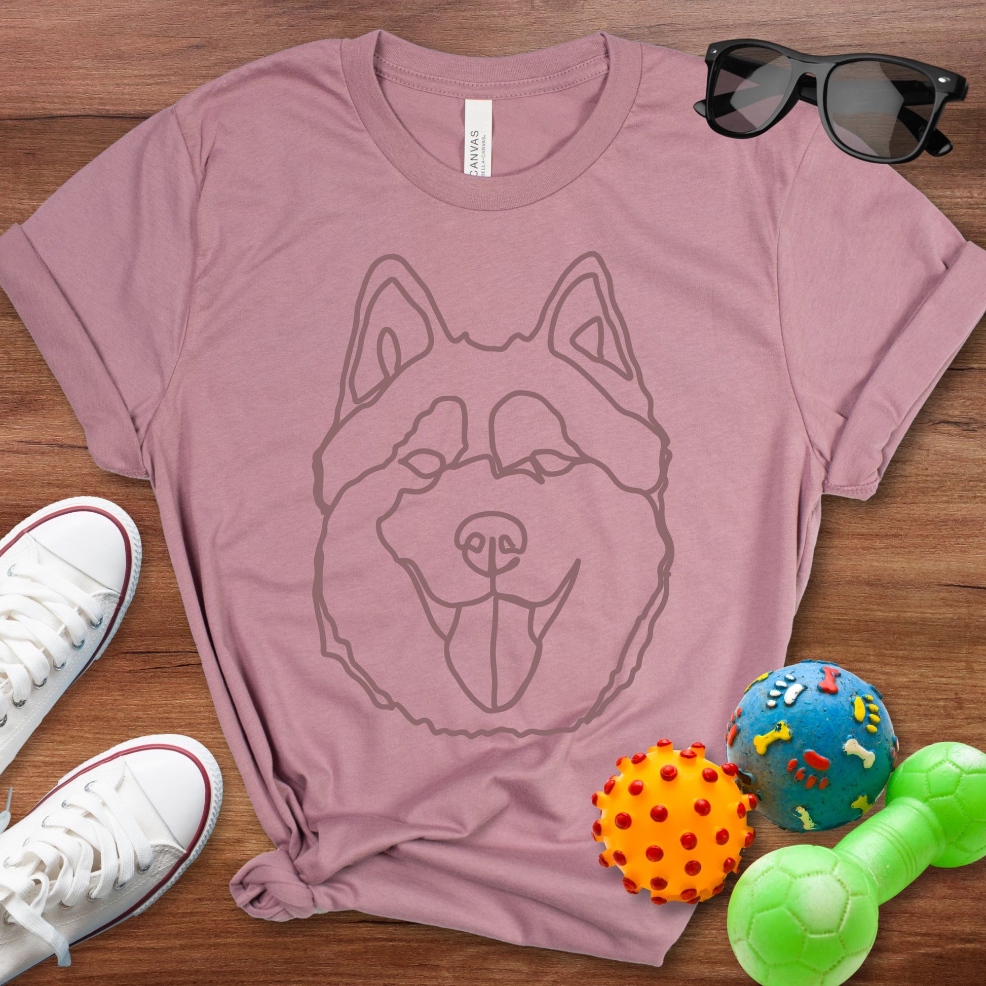 Monochrome Husky Line Art Shirt - The Pawsitive Initiative