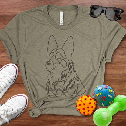 Monochrome Shepherd Line Art Shirt - The Pawsitive Initiative