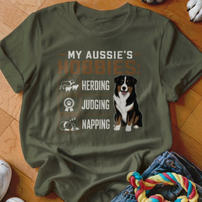 My Aussie's Hobbies Herding Judging Napping Shirt - The Pawsitive Initiative