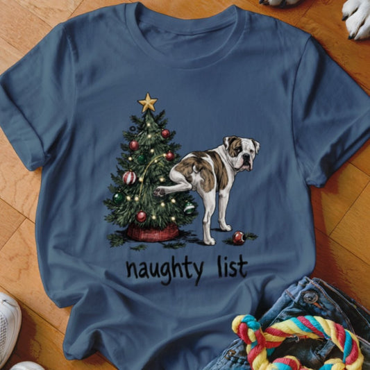 Naughty List American Bulldog Shirt - The Pawsitive Initiative