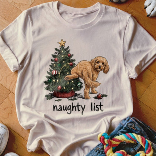Naughty List Cavapoo Shirt - The Pawsitive Initiative
