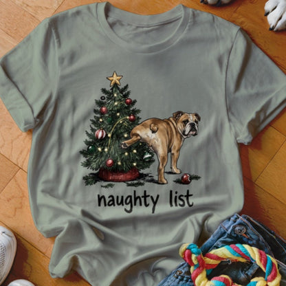 Naughty List English Bulldog Shirt - The Pawsitive Initiative