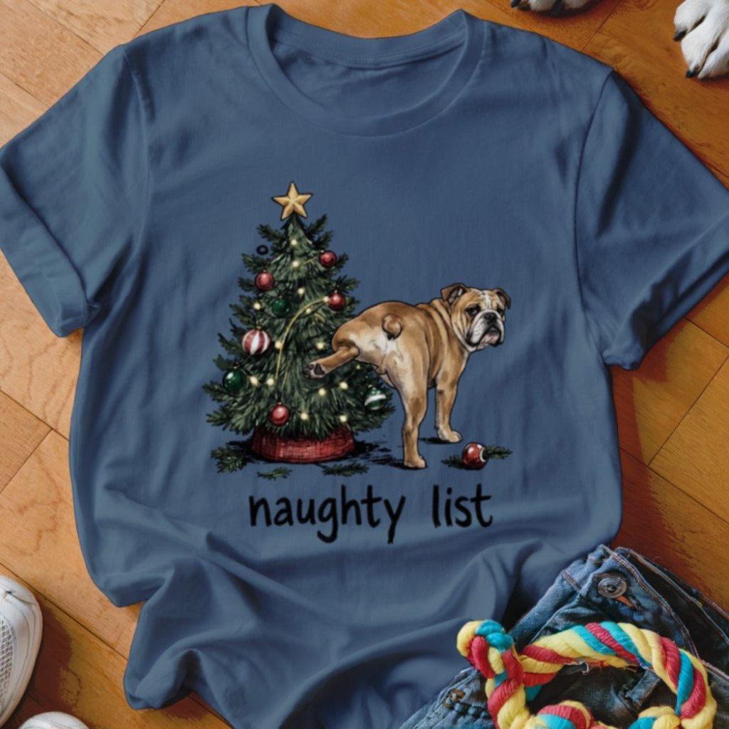 Naughty List English Bulldog Shirt - The Pawsitive Initiative