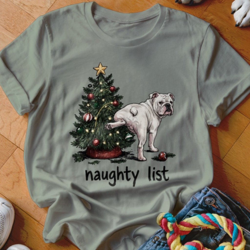 Naughty List English Bulldog Shirt - The Pawsitive Initiative