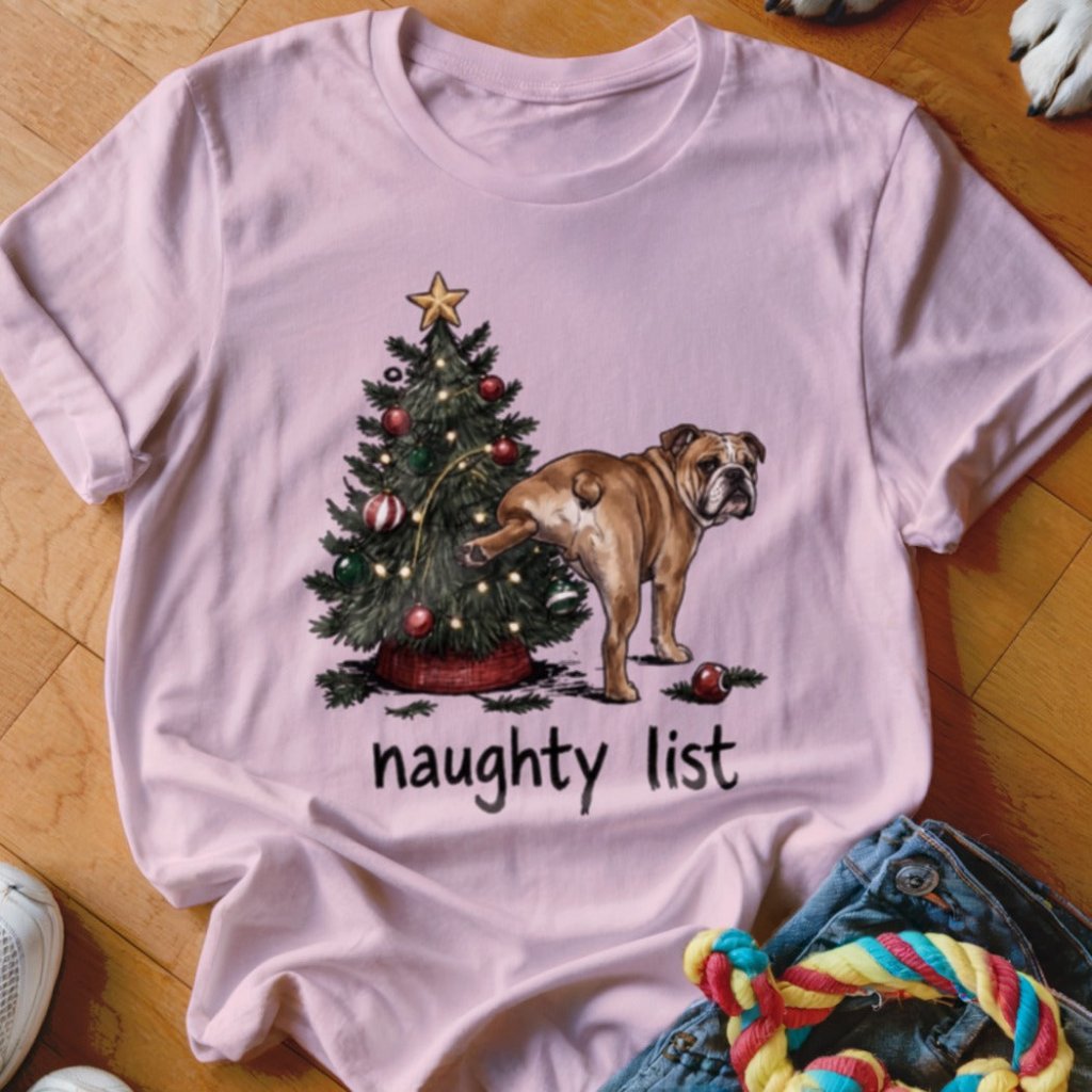 Naughty List English Bulldog Shirt - The Pawsitive Initiative