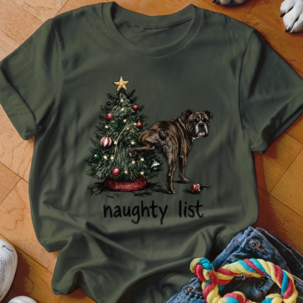 Naughty List English Bulldog Shirt - The Pawsitive Initiative