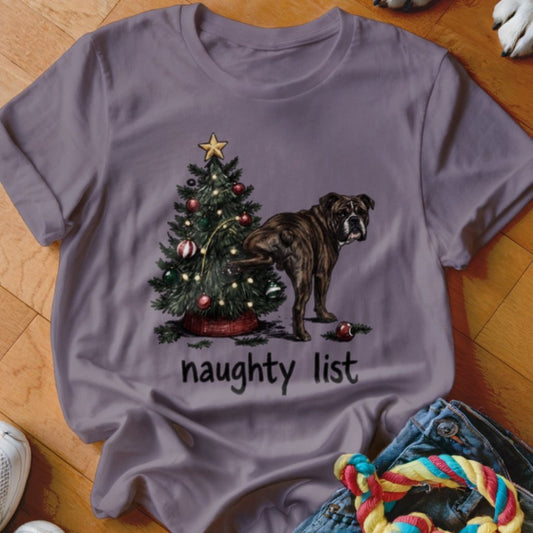 Naughty List English Bulldog Shirt - The Pawsitive Initiative