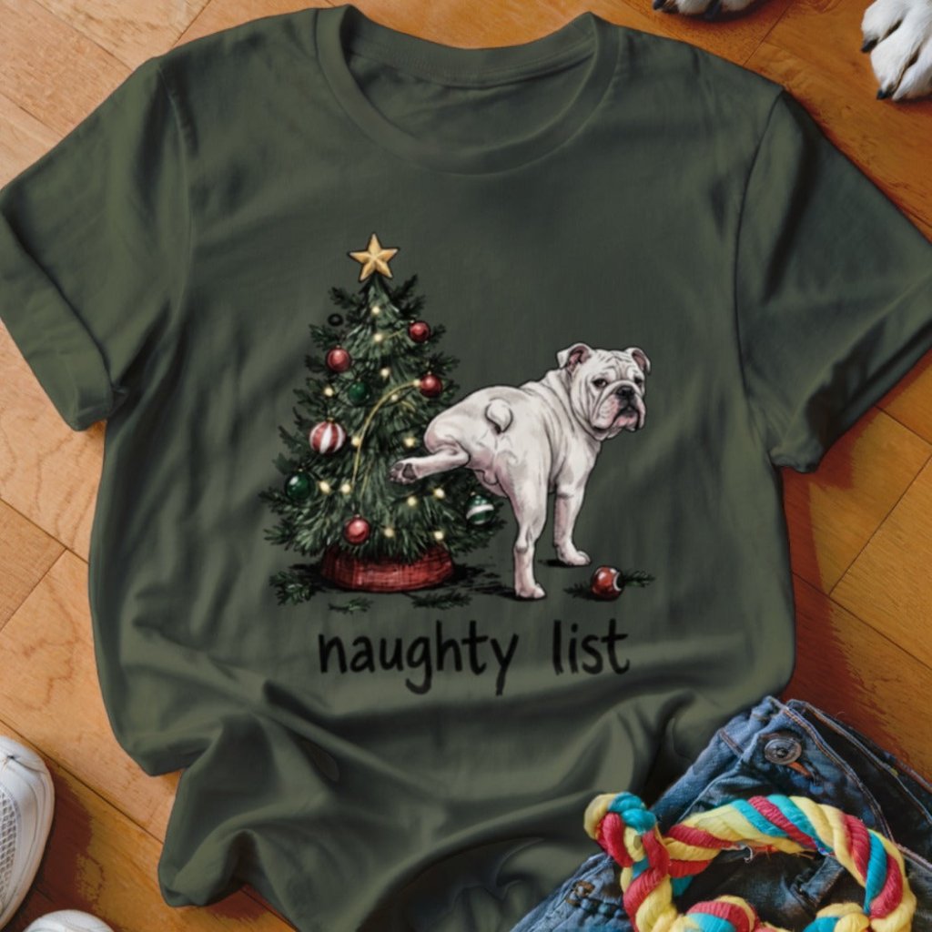 Naughty List English Bulldog Shirt - The Pawsitive Initiative