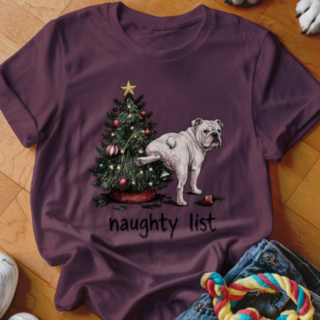 Naughty List English Bulldog Shirt - The Pawsitive Initiative