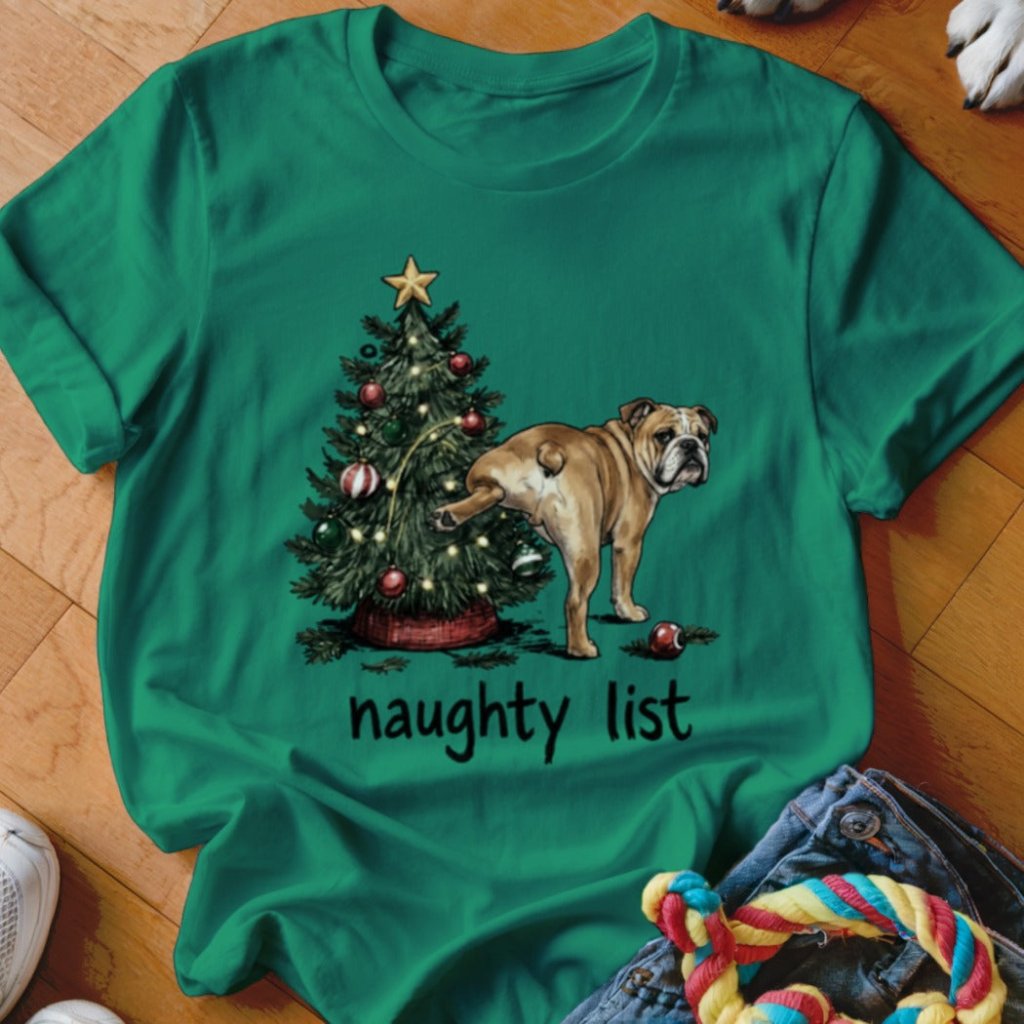 Naughty List English Bulldog Shirt - The Pawsitive Initiative