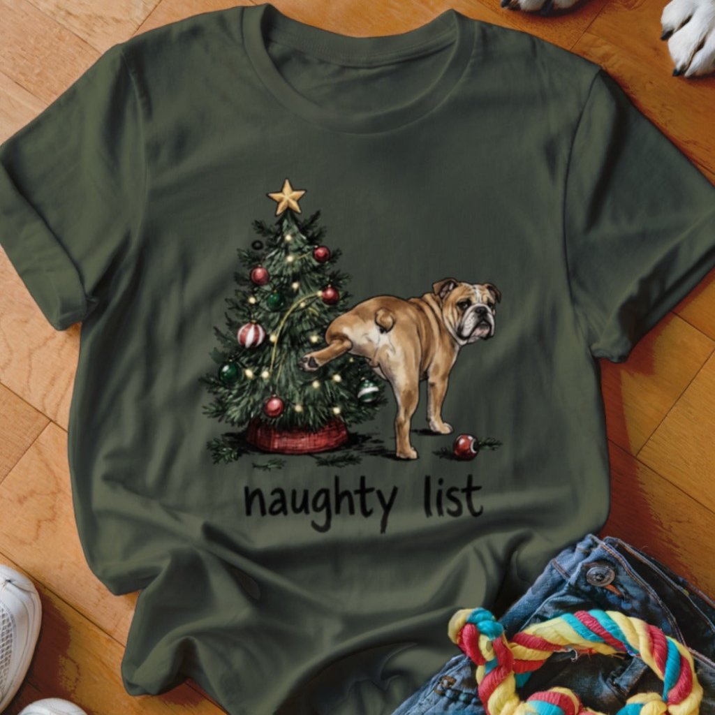 Naughty List English Bulldog Shirt - The Pawsitive Initiative