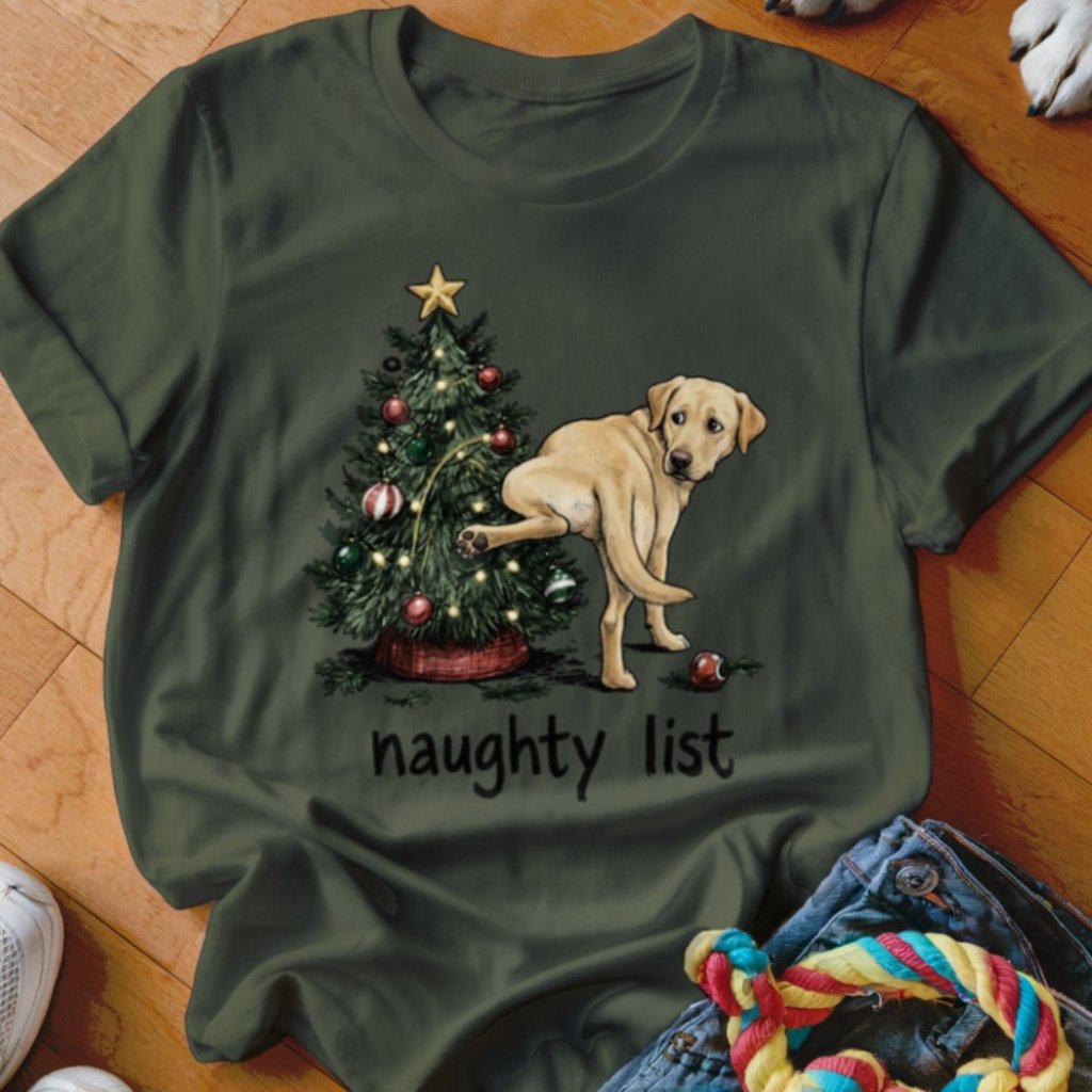 Naughty List Yellow Lab Shirt - The Pawsitive Initiative
