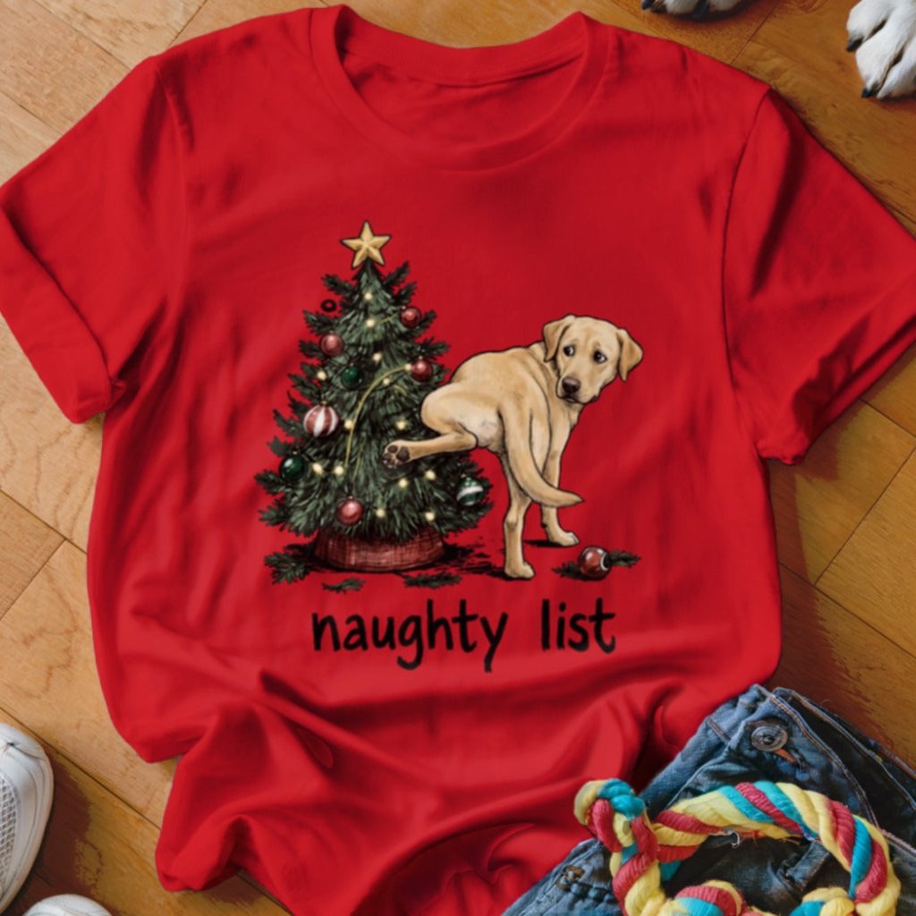 Naughty List Yellow Lab Shirt - The Pawsitive Initiative