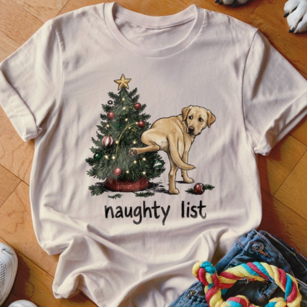 Naughty List Yellow Lab Shirt - The Pawsitive Initiative