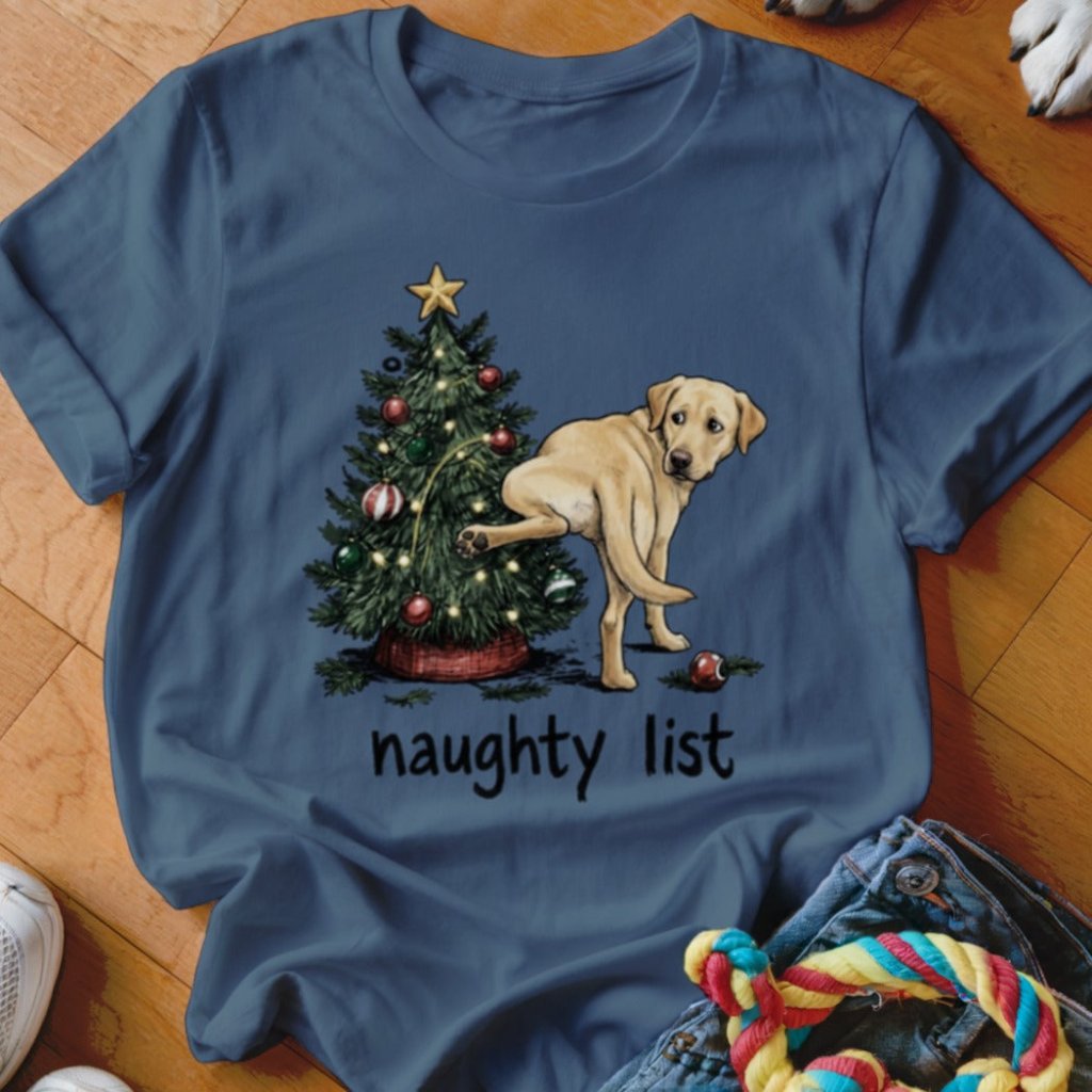 Naughty List Yellow Lab Shirt - The Pawsitive Initiative