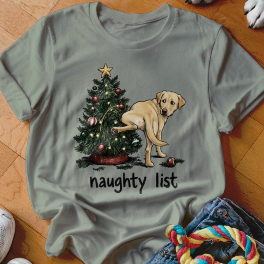 Naughty List Yellow Lab Shirt - The Pawsitive Initiative