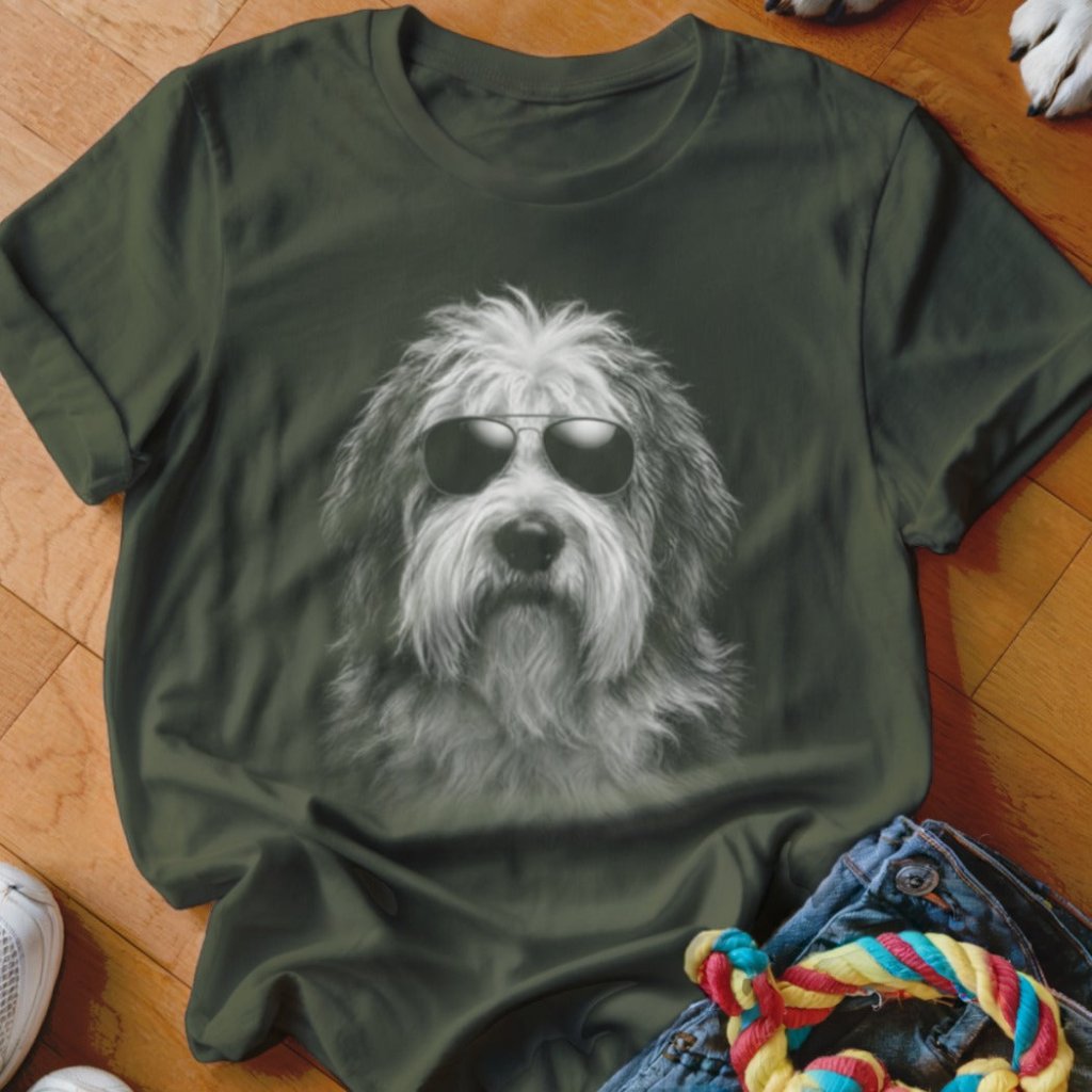 Old English Sheepdog in Aviators Shirt - The Pawsitive Initiative