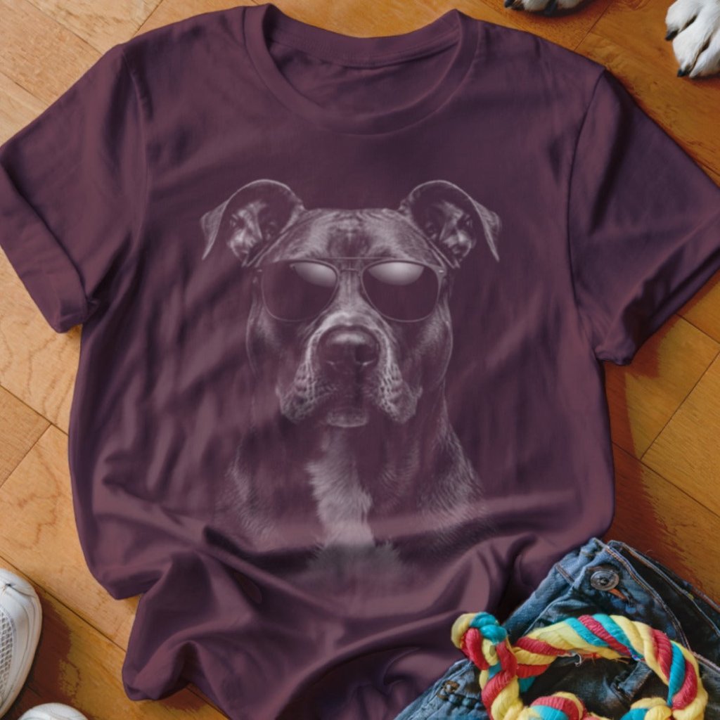 Pit Bull in Aviators Shirt - The Pawsitive Initiative