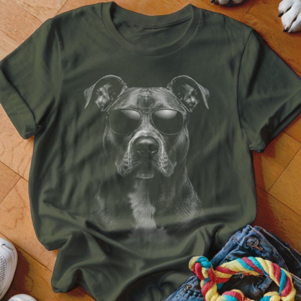 Pit Bull in Aviators Shirt - The Pawsitive Initiative