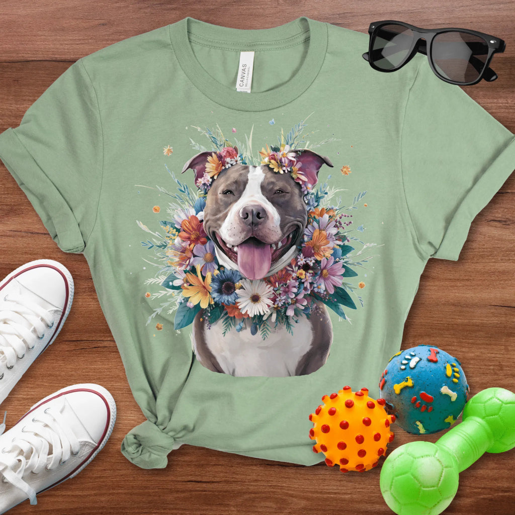 Pitbull Draped in Flowers - The Pawsitive Initiative