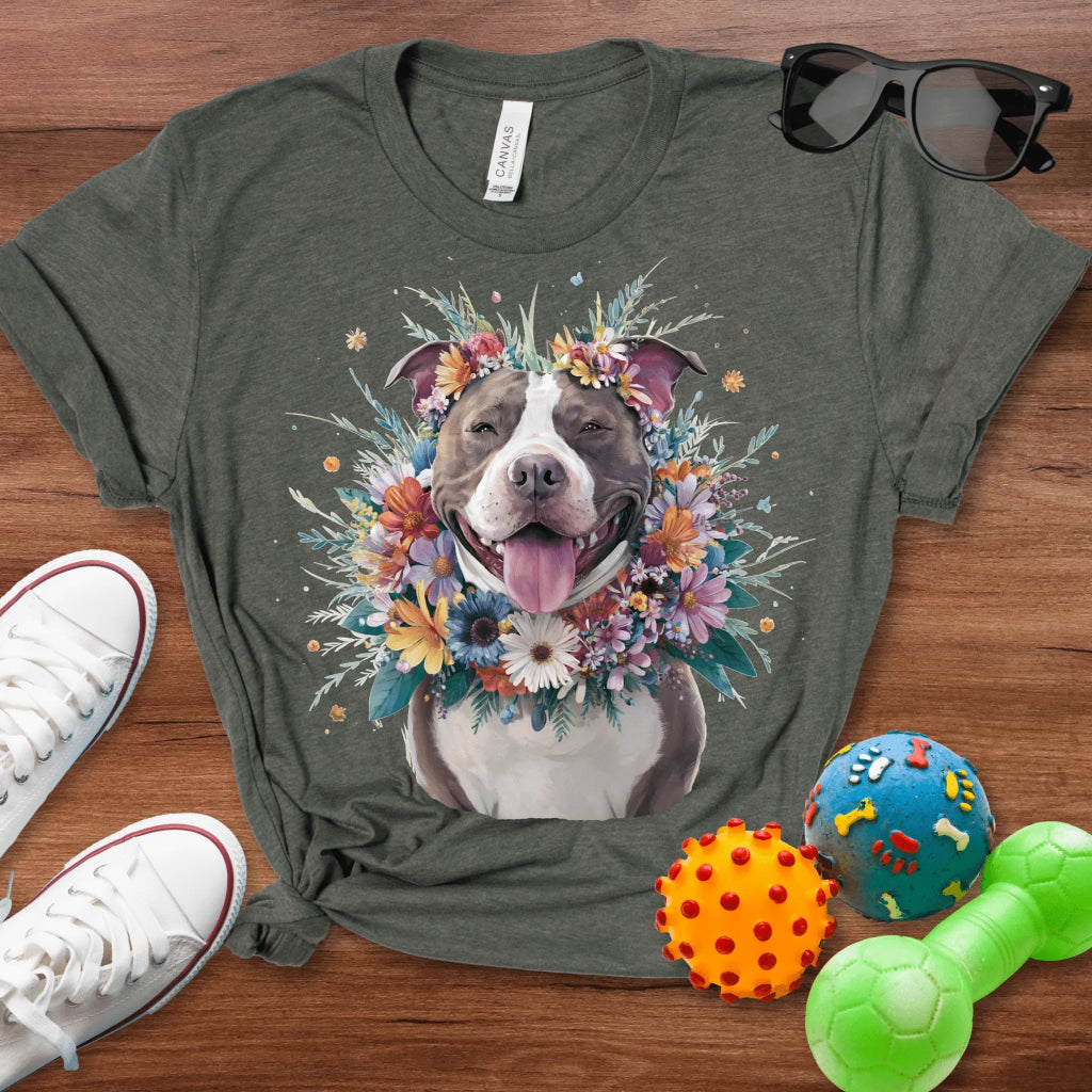 Pitbull Draped in Flowers - The Pawsitive Initiative