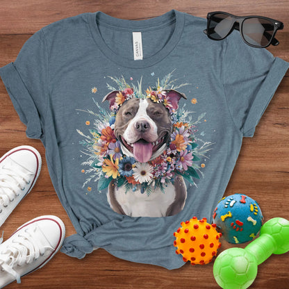 Pitbull Draped in Flowers - The Pawsitive Initiative