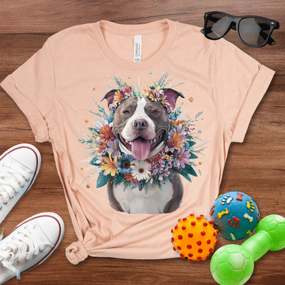 Pitbull Draped in Flowers - The Pawsitive Initiative