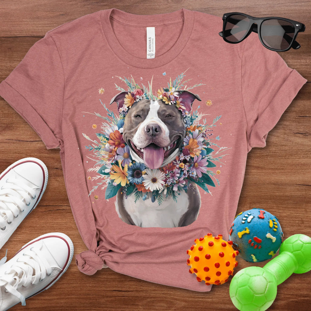 Pitbull Draped in Flowers - The Pawsitive Initiative