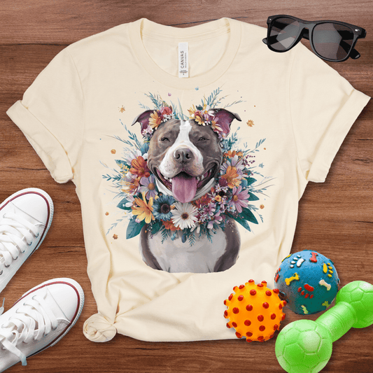 Pitbull Draped in Flowers - The Pawsitive Initiative