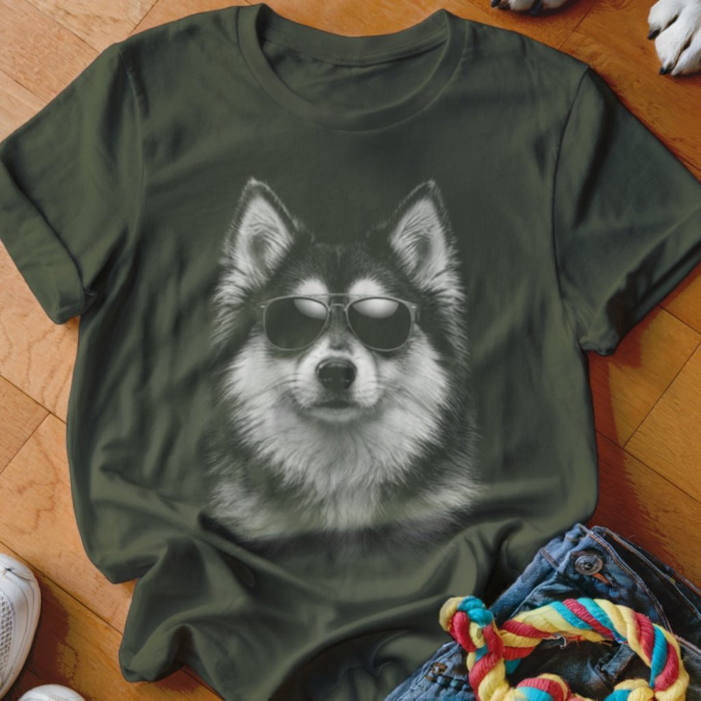 Pomsky in Aviators Shirt - The Pawsitive Initiative