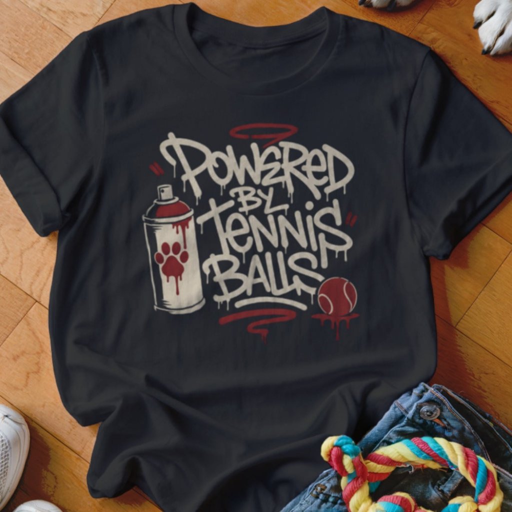 Powered By Tennis Balls Shirt - The Pawsitive Initiative