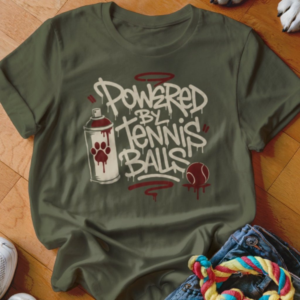 Powered By Tennis Balls Shirt - The Pawsitive Initiative