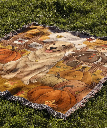 Pumpkin Patch Golden Retriever Blanket - The Pawsitive Initiative