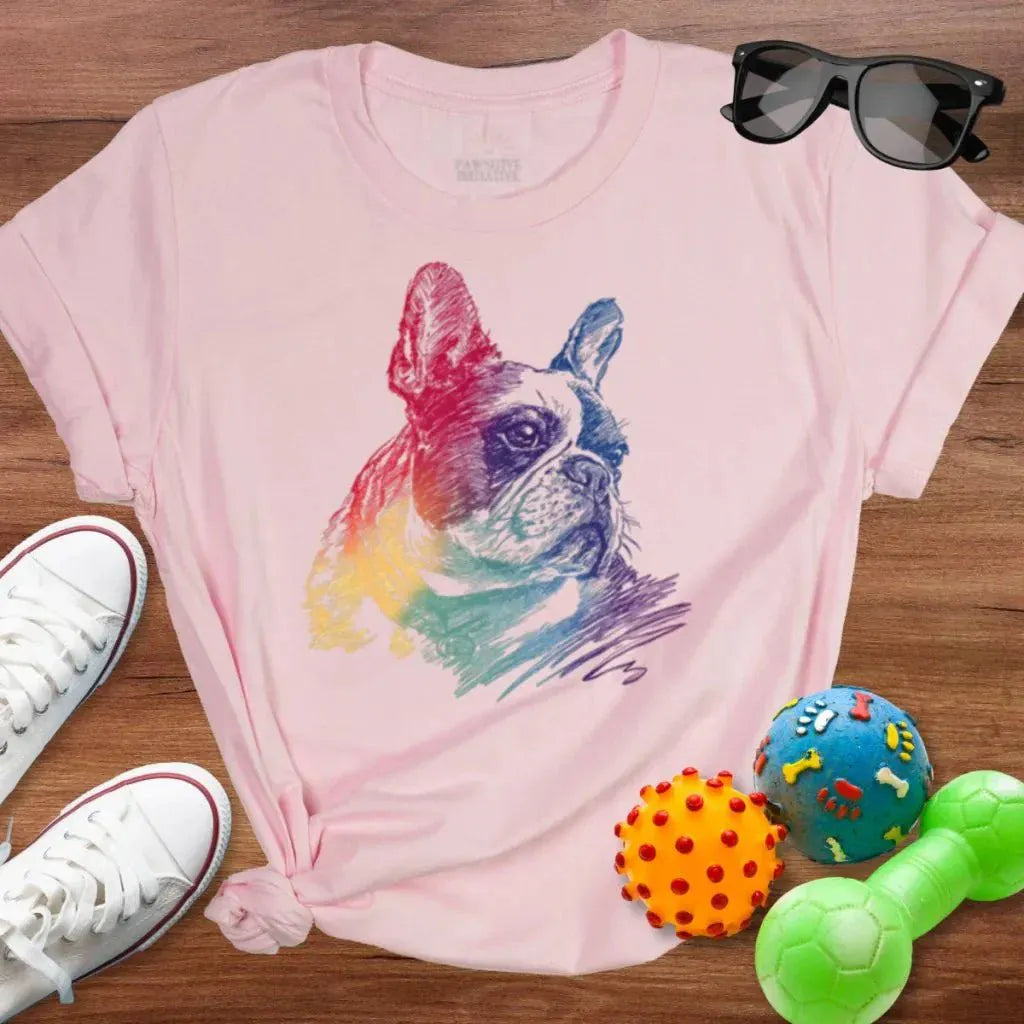 Rainbow Frenchie Scribble Shirt - The Pawsitive Initiative