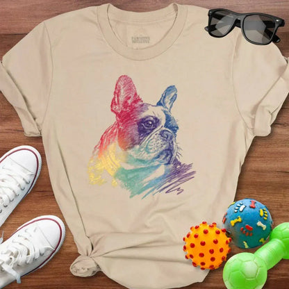 Rainbow Frenchie Scribble Shirt - The Pawsitive Initiative