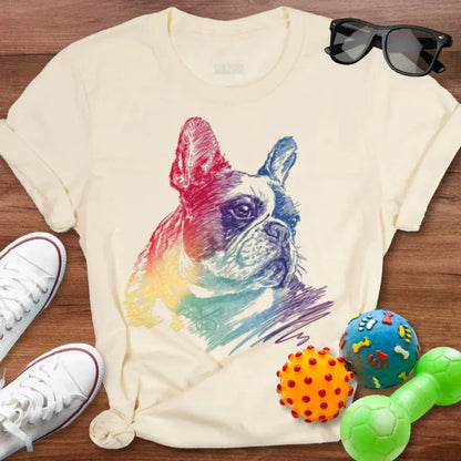 Rainbow Frenchie Scribble Shirt - The Pawsitive Initiative