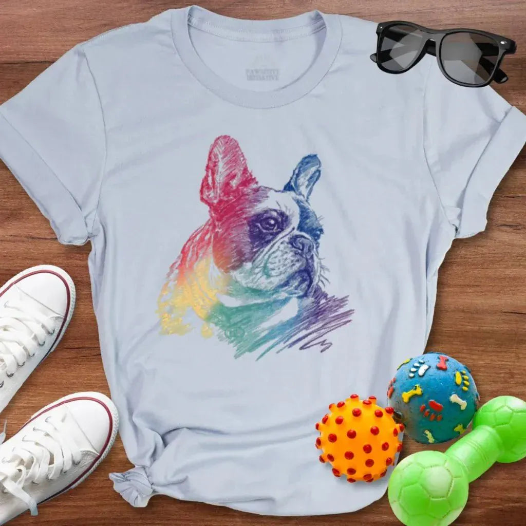 Rainbow Frenchie Scribble Shirt - The Pawsitive Initiative