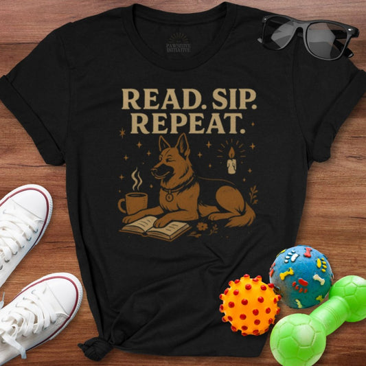 Read Sip Repeat Shirt - The Pawsitive Initiative