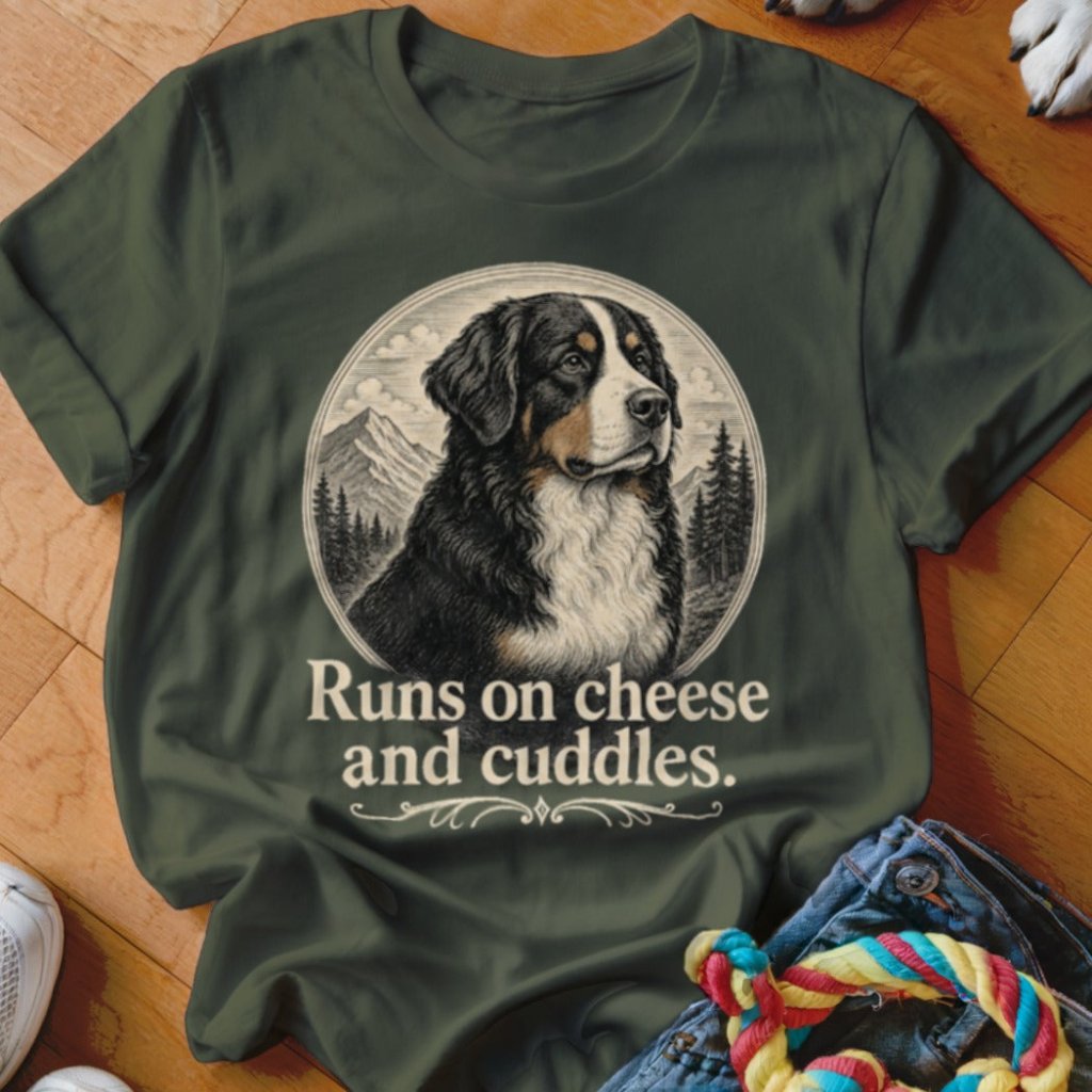 Runs on Cheese and Cuddles Shirt - The Pawsitive Initiative