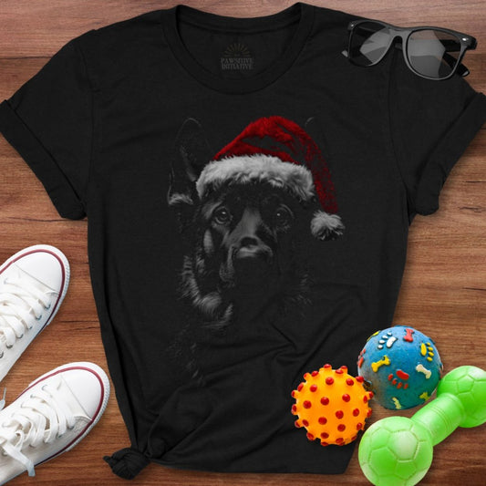Santa Shepherd Silhouette Shirt - The Pawsitive Initiative