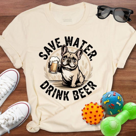 Save Water Frenchie Shirt - The Pawsitive Initiative
