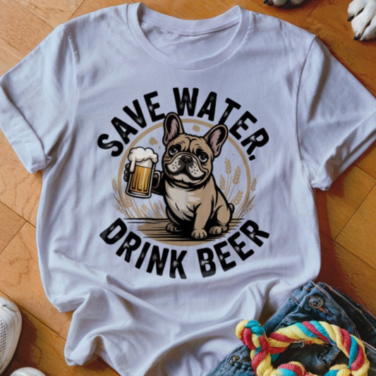 Save Water Frenchie Shirt - The Pawsitive Initiative