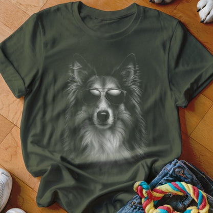 Sheltie in Aviators Shirt - The Pawsitive Initiative