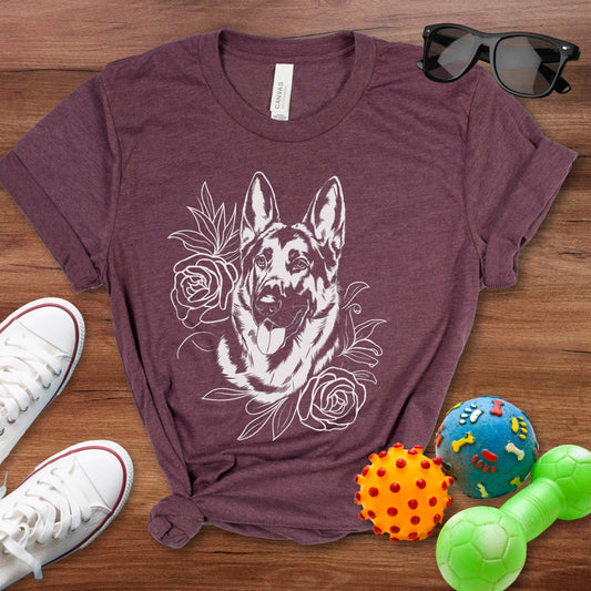 Shepherd Flower Portrait Shirt - The Pawsitive Initiative